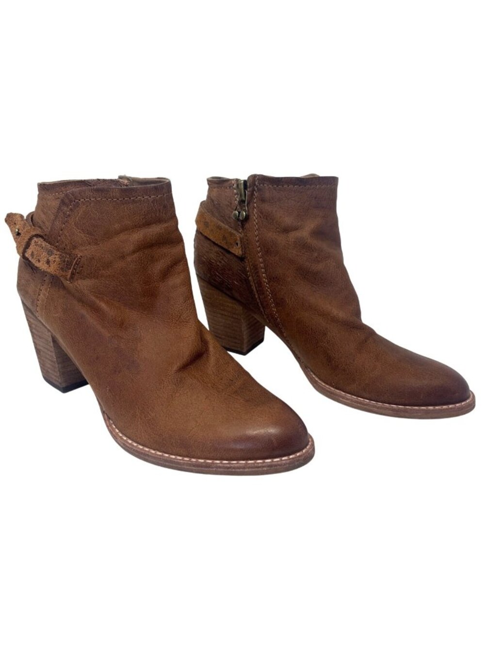 Dolce Vita Loplin Leather Ankle Boots With Block Heel & Side Zipper Size 8